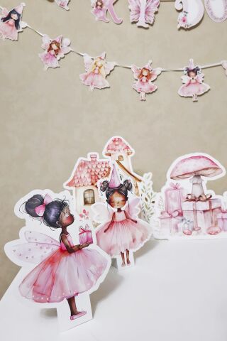 Peri Kızı Tema Ayaklı Pano Seti Peri Kızı Konsept Doğum Günü Masa Üstü Panolar