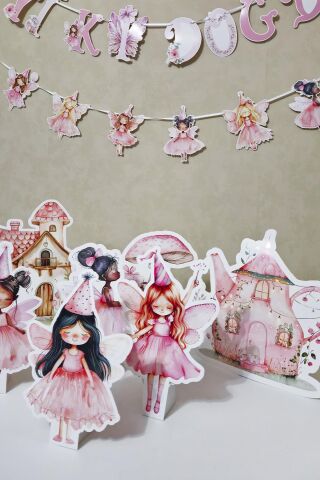 Peri Kızı Tema Ayaklı Pano Seti Peri Kızı Konsept Doğum Günü Masa Üstü Panolar