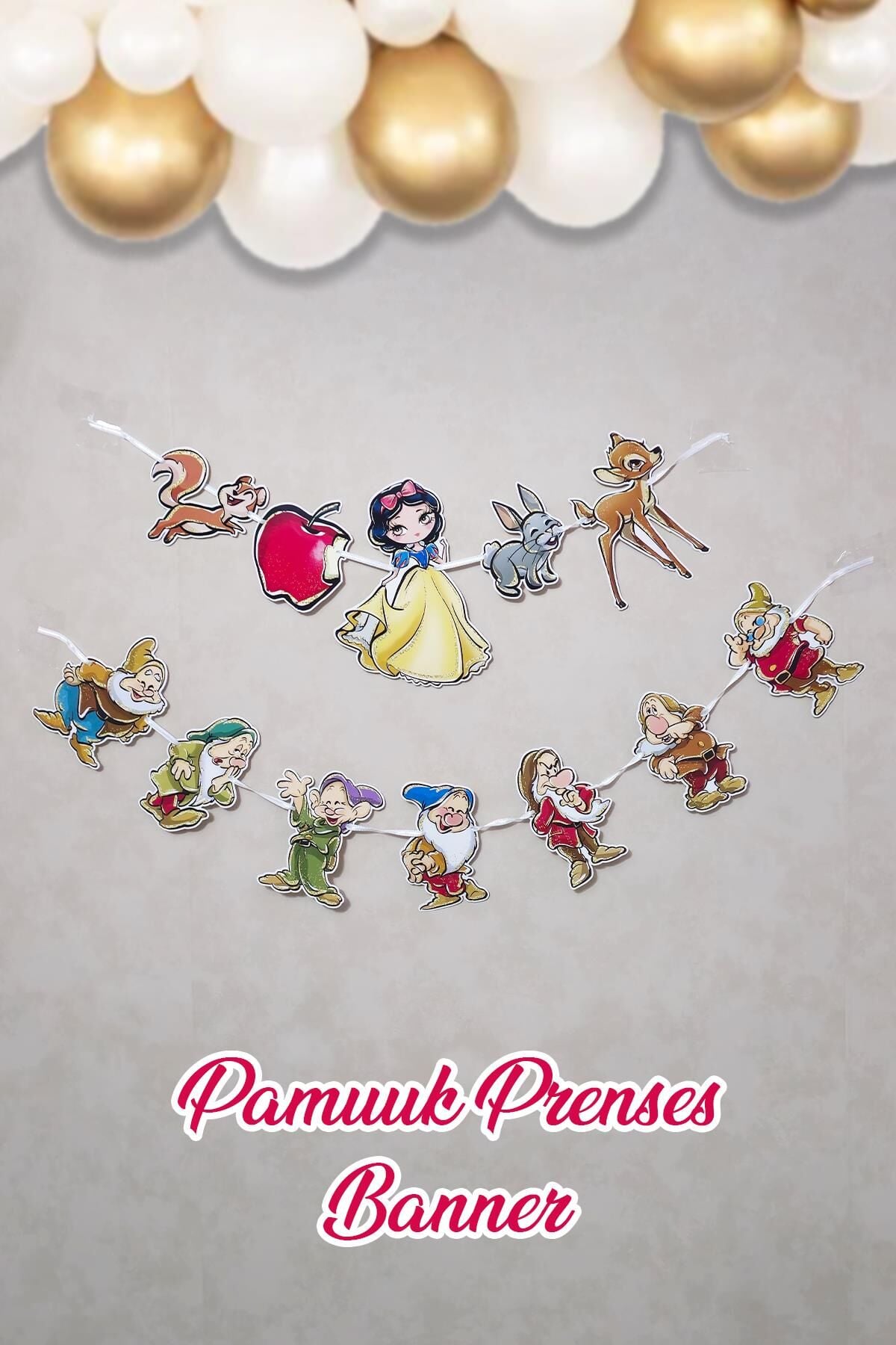 Pamuk Prenses Banner Pamuk Prenses ve Yedi Cüceler Tema Banner Duvar Süsü