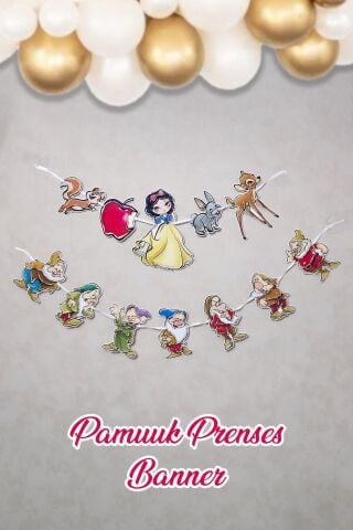 Pamuk Prenses Banner Pamuk Prenses ve Yedi Cüceler Tema Banner Duvar Süsü