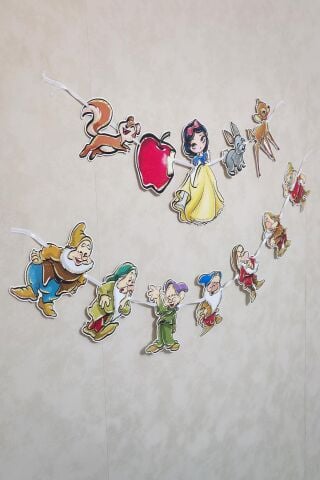 Pamuk Prenses Banner Pamuk Prenses ve Yedi Cüceler Tema Banner Duvar Süsü