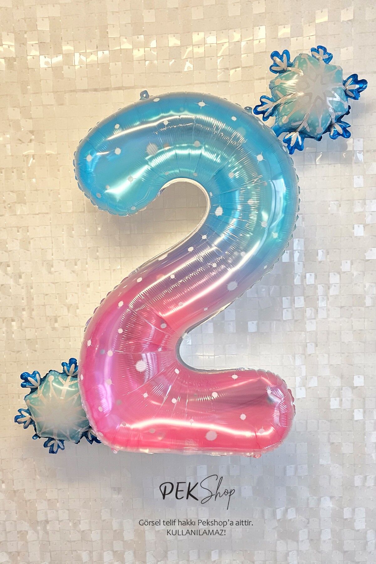 Kar Taneli Yaş Balonlu Frozen Doğum Günü Balon Seti 2