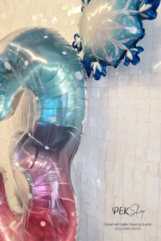 Kar Taneli Yaş Balonlu Frozen Doğum Günü Balon Seti 3