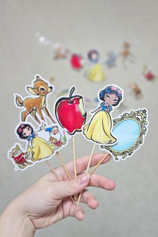 Pamuk Prenses Tema Kürdan Süsleri Cupcake Süsleri Lüks Büyük Boy 10lu Paket