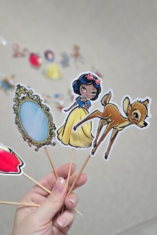 Pamuk Prenses Tema Kürdan Süsleri Cupcake Süsleri Lüks Büyük Boy 10lu Paket