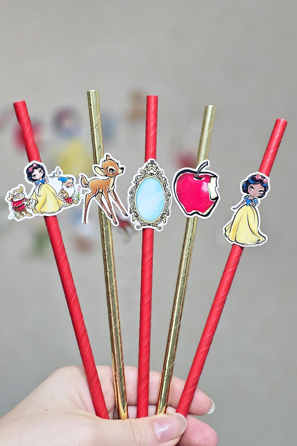 Pamuk Prenses Tema Pipet Süsleri 10lu Lüks Pipet Paketi