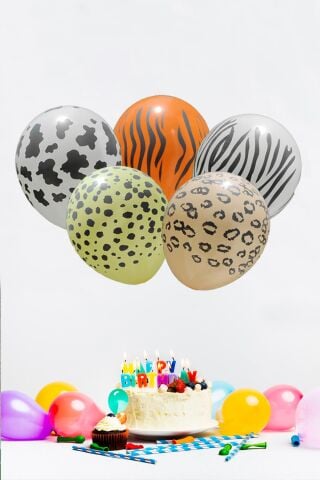 Safari Doğum Günü Parti Seti Balon Zinciri İyi Ki Doğdun Flama Seti Hayvan Kafa Balonlar