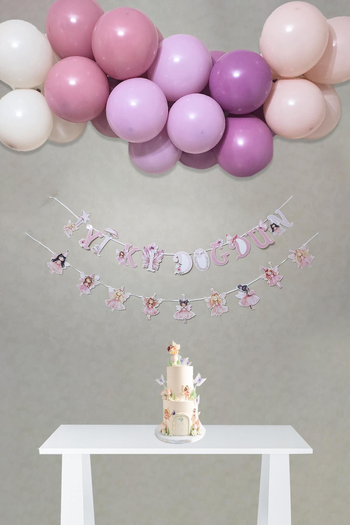 Peri Kızı Temalı Doğum Günü Süsleme Seti Bannerlı Balon Zinciri Seti