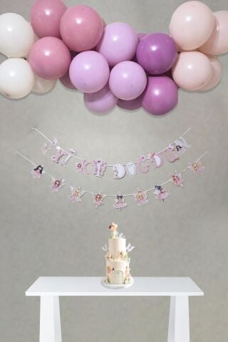 Peri Kızı Temalı Doğum Günü Süsleme Seti Bannerlı Balon Zinciri Seti