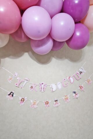 Peri Kızı Temalı Doğum Günü Süsleme Seti Bannerlı Balon Zinciri Seti