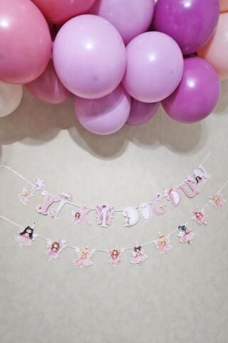 Peri Kızı Temalı Doğum Günü Süsleme Seti Bannerlı Balon Zinciri Seti
