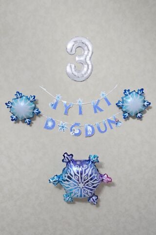 Karlar Ülkesi Konsept Doğum Günü Balon Zinciri Seti
