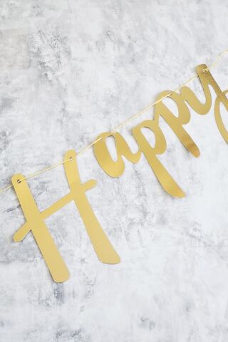 Küf Yeşili Deniz Kumu Krom Gold Konsept Renkler Doğum Günü Balon Zinciri Happy Birthday Bannerlı Mini Balon Zinciri Seti