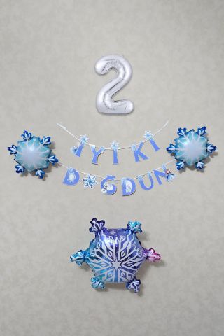 Karlar Ülkesi Konsept Doğum Günü Balon Zinciri Seti 2