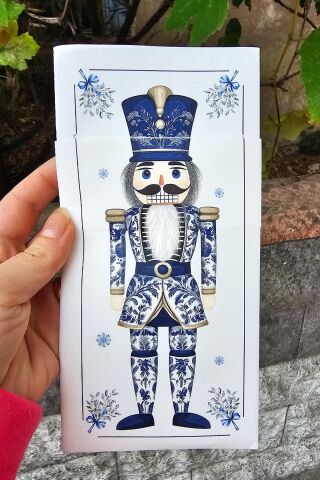 Kumaş Dokulu Peçete Bleu Blanc Büyük Kurşun Asker Baskılı Yılbaşı Peçetesi 6lı Cepli Lüks Peçete Paketi