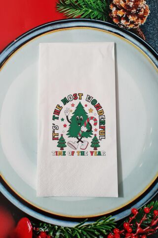 The  Most Wonderful Time Of The Year Yazılı Retro Yılbaşı - Yeni Yıl Sunum Peçetesi