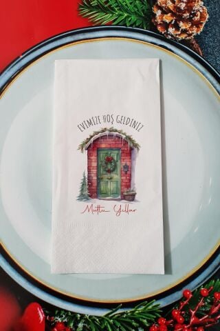 Evimize Hoş Geldiniz Yazılı Yılbaşı - Yeni Yıl Sunum Peçetesi