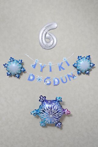 Karlar Ülkesi Konsept Doğum Günü Balon Zinciri Seti 6