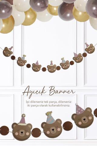 Ayıcık Banner Duvar Süsü Retro Ayı Tema Parti Süsleri