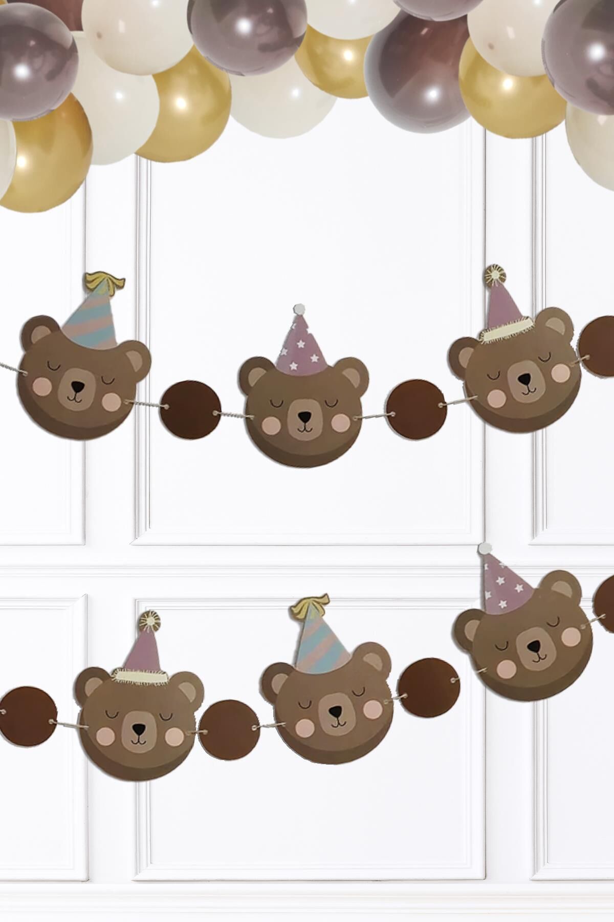 Ayıcık Banner Duvar Süsü Retro Ayı Tema Parti Süsleri