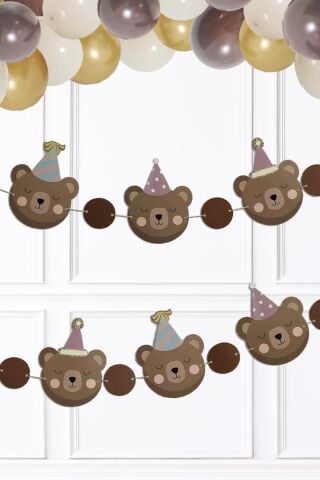 Ayıcık Banner Duvar Süsü Retro Ayı Tema Parti Süsleri