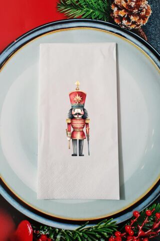 Retro Kurşun Asker Desenli Yılbaşı - Yeni Yıl Sunum Peçetesi