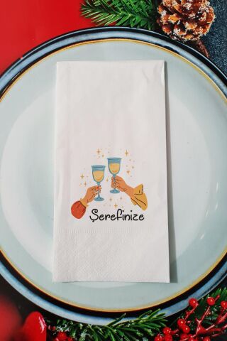 Şerefinize Yazılı Cheers Yılbaşı - Yeni Yıl Sunum Peçetesi