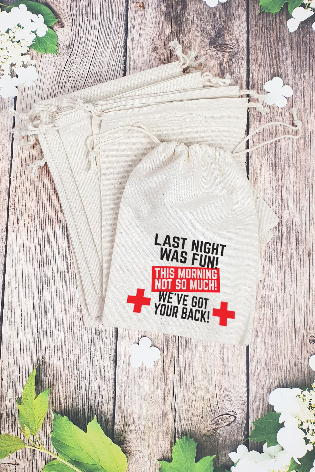 Hangover Kit Kesesi - 10 Adet - We got your back baskılı hangover kesesi