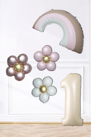 Retro Papatya Retro Pembe Gökkuşağı Tema Yaş Balonlu Doğum Günü Balon Seti