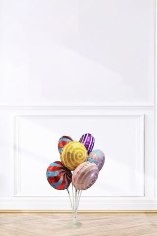 Balon Standı 7li 75cm Ayaklı Şeffaf Balon Süsleme Standı