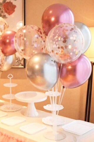 Balon Standı 7li 75cm Ayaklı Şeffaf Balon Süsleme Standı