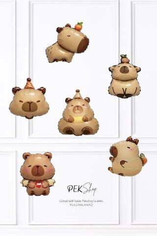 Kapibara 6lı Folyo Balon Seti Minik Sevimli Kapibara Balon Seti