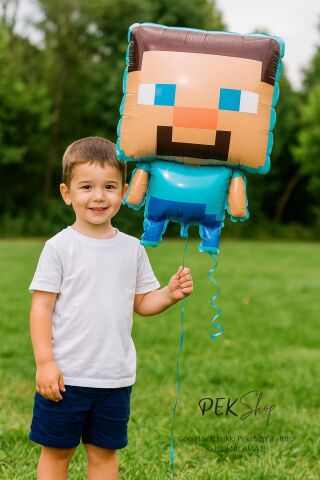 Minecraft Steve Folyo Balon Doğum Günü Balonu