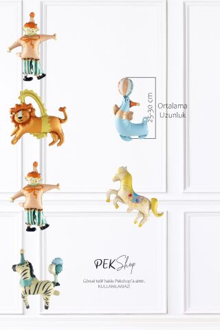 Sirk 6lı Folyo Balon Seti Sirk Konsept Balon Seti Sirk Tema Doğum Günü Balonları