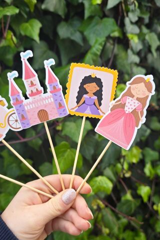 Prenses Tema Kürdan Süsleri Lüks Büyük Boy 10lu Paket