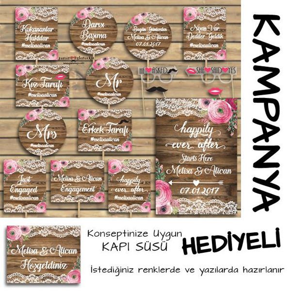 Ahşap Rustik Dantel Konsept 2li Kampanyalı Paket