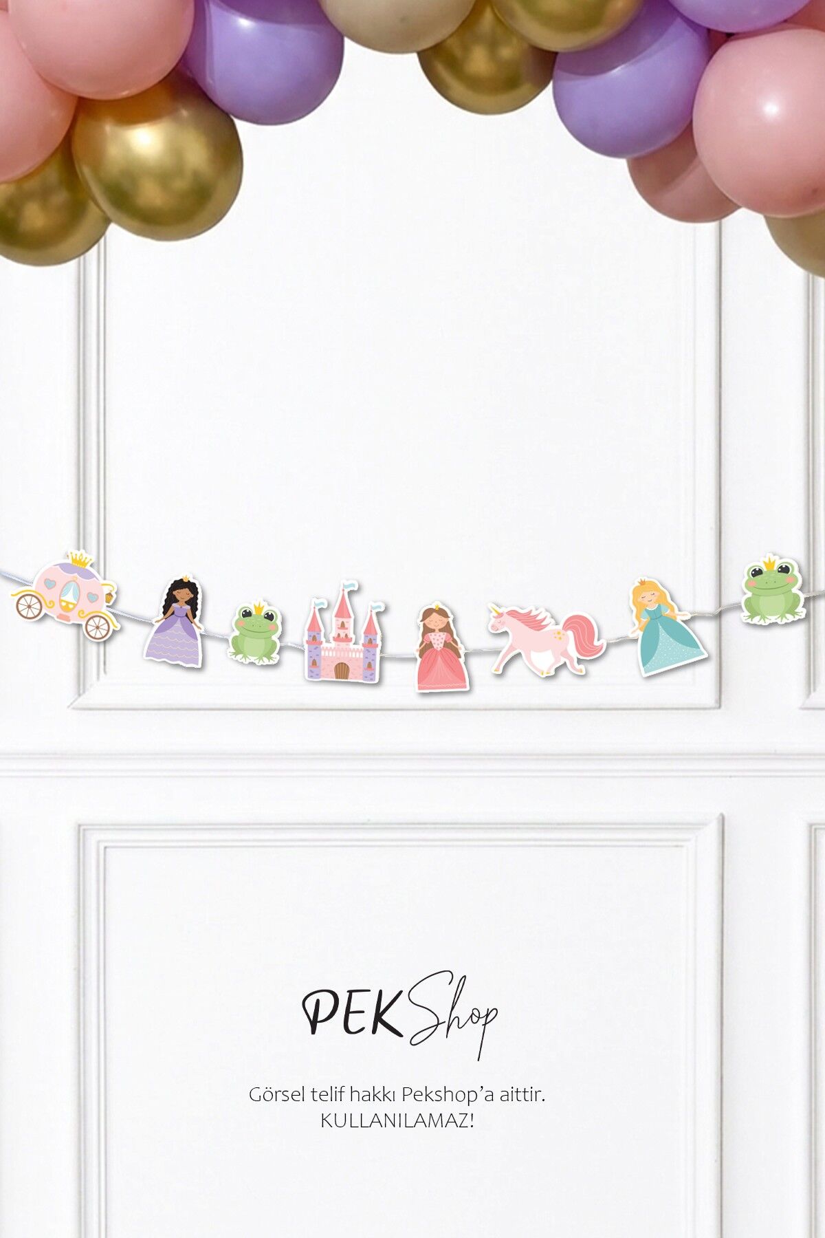 Prenses Banner Prenses Tema Doğum Günü Parti Süsleri İpe Dizili Duvar Süsü