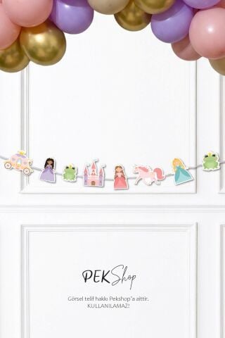 Prenses Banner Prenses Tema Doğum Günü Parti Süsleri İpe Dizili Duvar Süsü