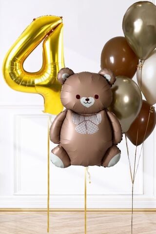 Retro Ayı Tema Yaş Balonlu Doğum Günü Balon Zinciri Seti Büyük Yaş Balonlu 4