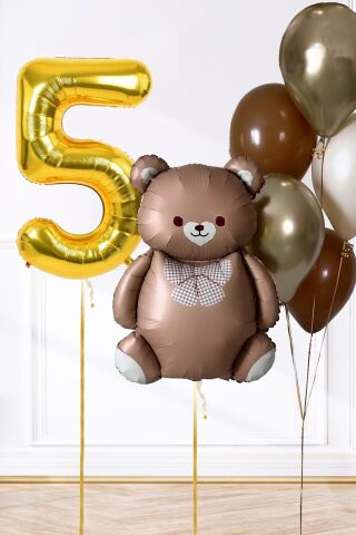 Retro Ayı Tema Yaş Balonlu Doğum Günü Balon Zinciri Seti Büyük Yaş Balonlu 5