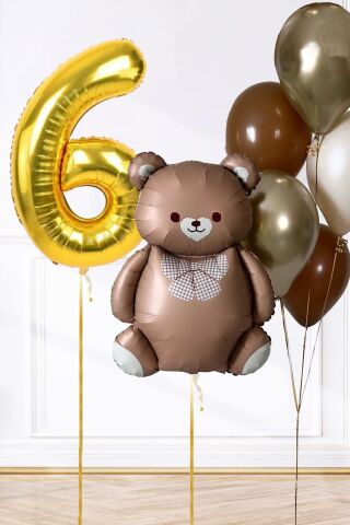 Retro Ayı Tema Yaş Balonlu Doğum Günü Balon Zinciri Seti Büyük Yaş Balonlu 6