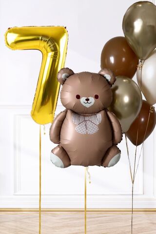 Retro Ayı Tema Yaş Balonlu Doğum Günü Balon Zinciri Seti Büyük Yaş Balonlu 7