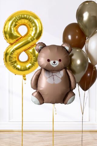 Retro Ayı Tema Yaş Balonlu Doğum Günü Balon Zinciri Seti Büyük Yaş Balonlu 8