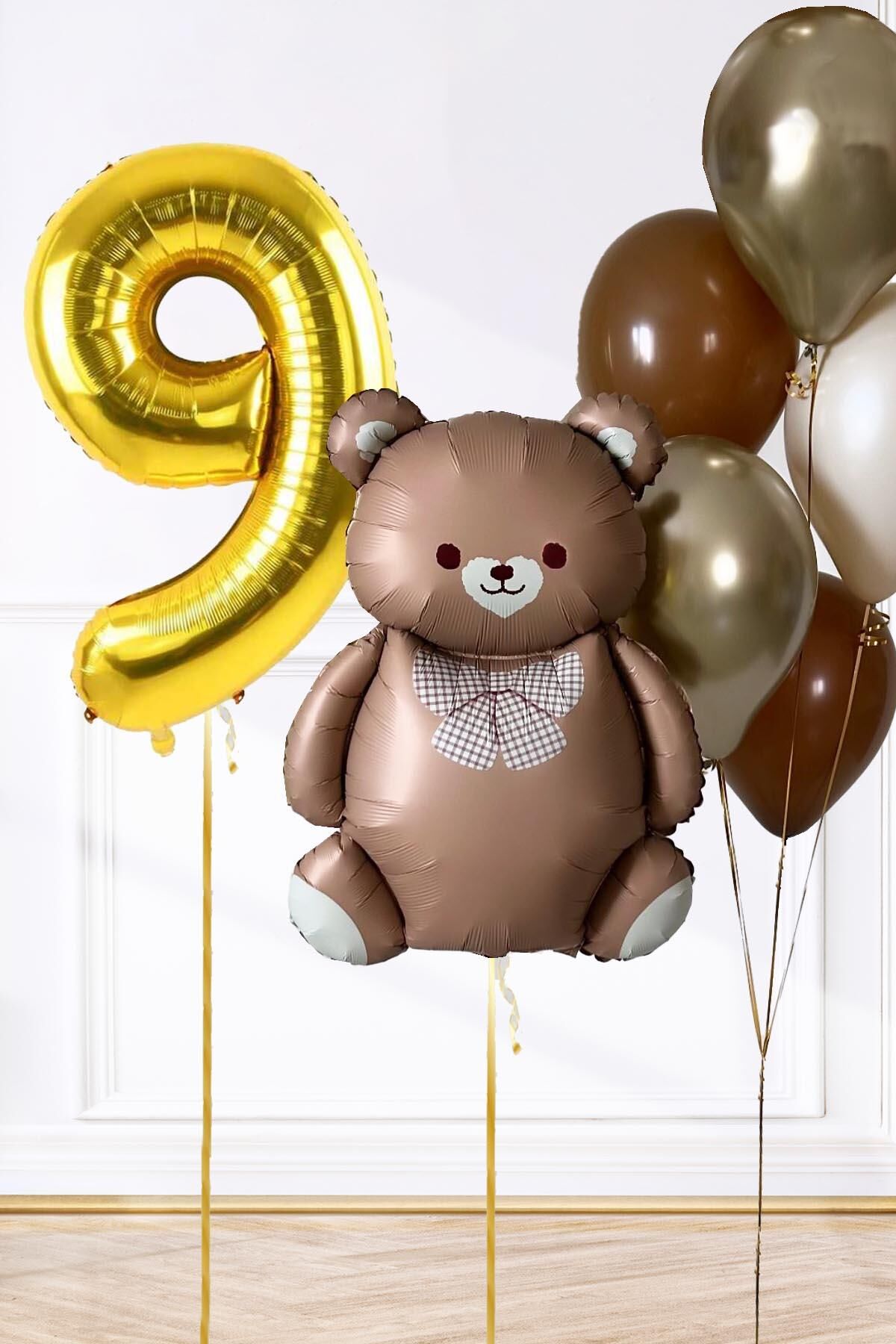 Retro Ayı Tema Yaş Balonlu Doğum Günü Balon Zinciri Seti Büyük Yaş Balonlu 9