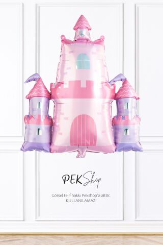Pembe Şato Folyo Balon Prenses Şatosu Prenses Tema Parti Balonu