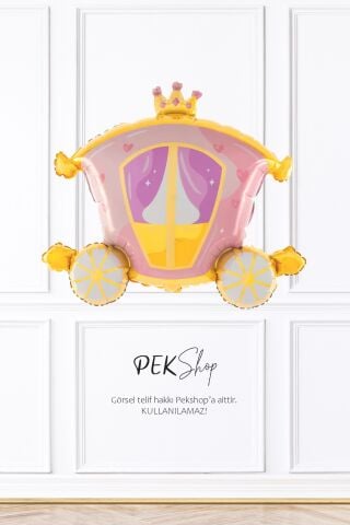 Prenses Arabası Folyo Balon Prenses Tema Doğum Günü Parti Balonu