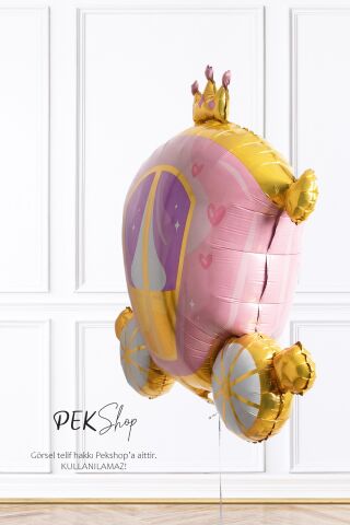 Prenses Arabası Folyo Balon Prenses Tema Doğum Günü Parti Balonu