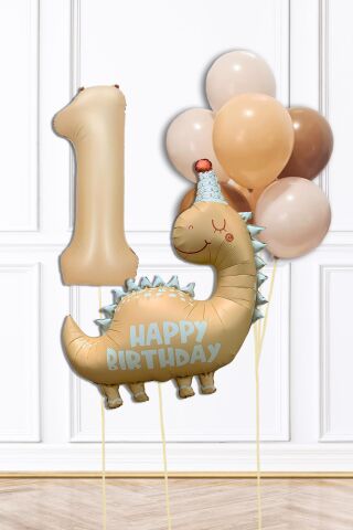 Retro Dinazor Tema Yaş Balonlu Doğum Günü Balon Zinciri Seti Retro Dinozor Konsept