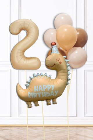 Retro Dinazor Tema Yaş Balonlu Doğum Günü Balon Zinciri Seti Retro Dinozor Konsept