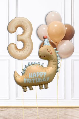 Retro Dinazor Tema Yaş Balonlu Doğum Günü Balon Zinciri Seti Retro Dinozor Konsept